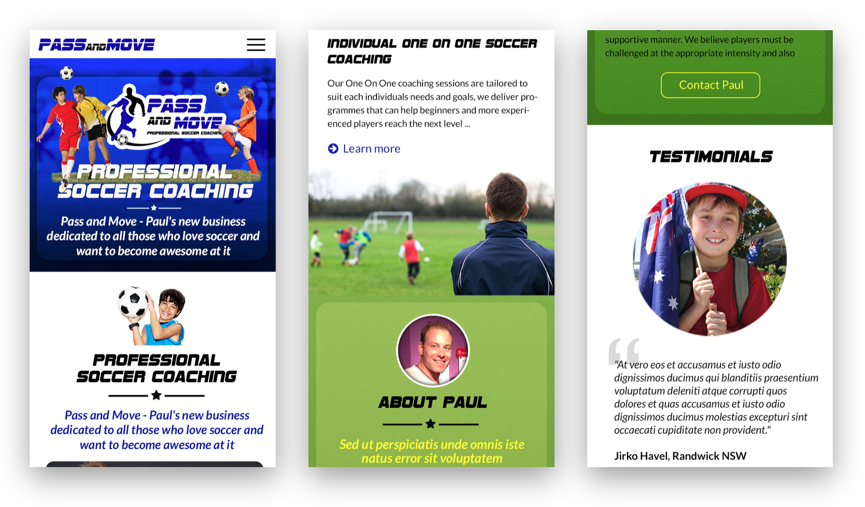 Pass and Move Soccer Coaching Australia Website